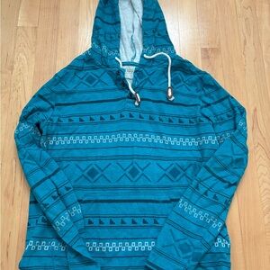 Hurley Teal Blue Patterned Pullover Hoodie